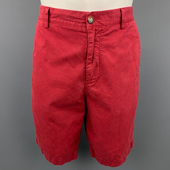 FACONNABLE Size 34 Burgundy Cotton Zip Fly Shorts - Picture 1 of 4